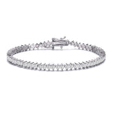 White Gold Plated Clear Round Cubic Zirconia Tennis Bracelet